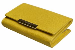 Dámska kožená žltá peňaženka strednej veľkosti