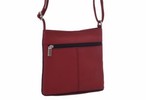 Dámska kožená crossbody kabelka červená/čierna