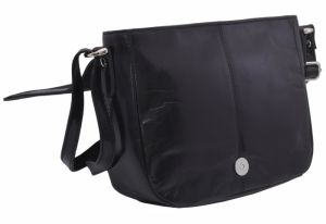 Dámska kožená crossbody kabelka čierna 