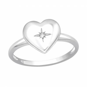 Strieborný prsteň - Srdce s malým zirkónom