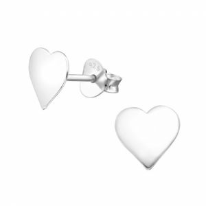 Strieborné Srdce - Jednoduché puzetové Náušnice
